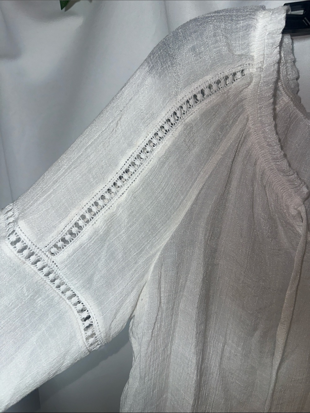 Apt. 9 White Textured Peasant Blouse with Tie - Picture 3 of 6